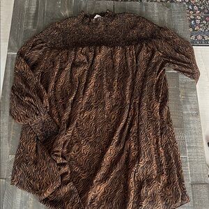 Animal Print Long Sleeve Midi dress